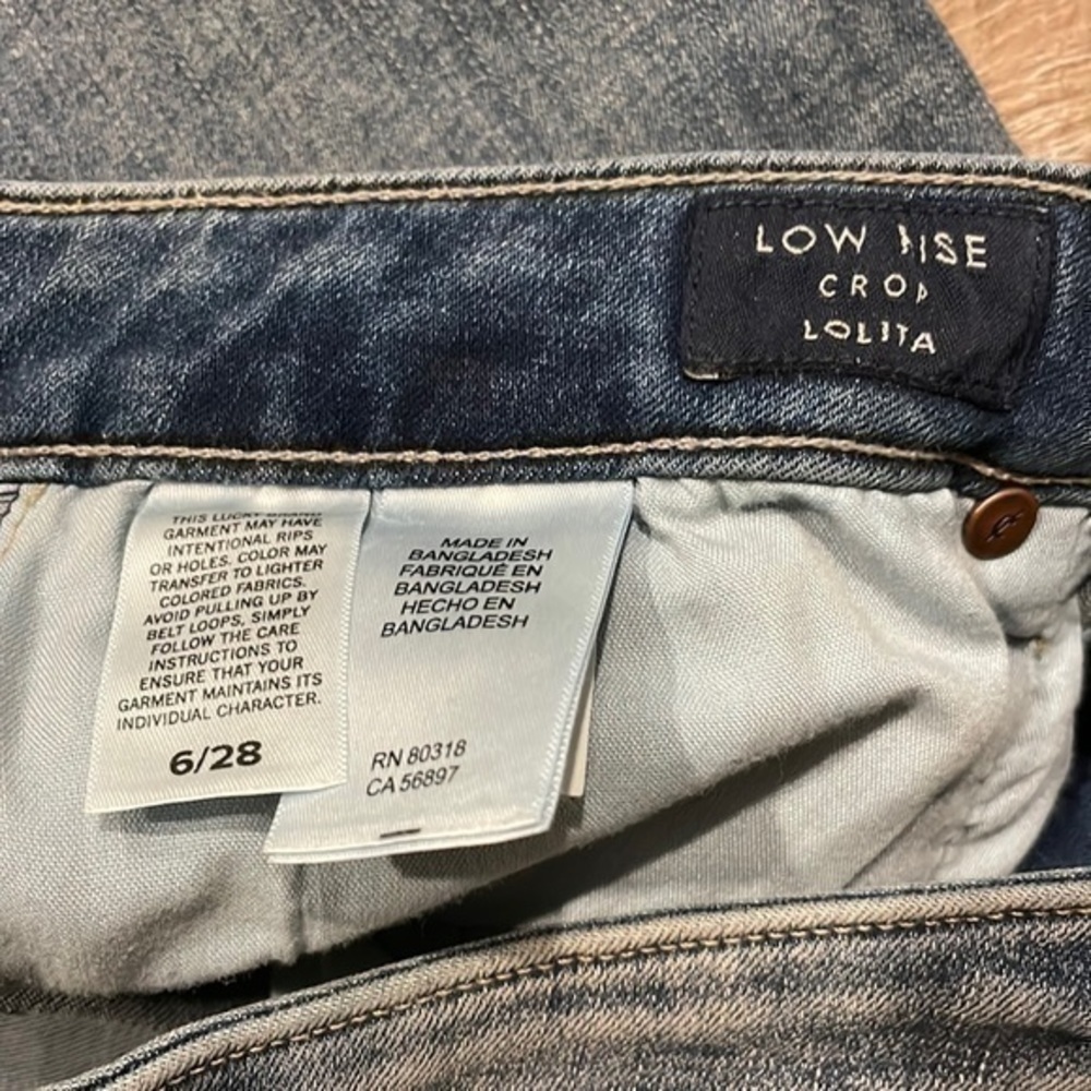 Lucky Brand Lolita low rise crop distressed denim blue jeans size 6/28 - Picture 6 of 14